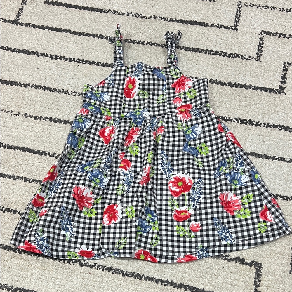 Penelope Mack Black and White Checkered Floral Dress